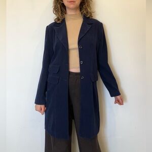 Vintage Lindor Navy suede Women's long Blazer coat
